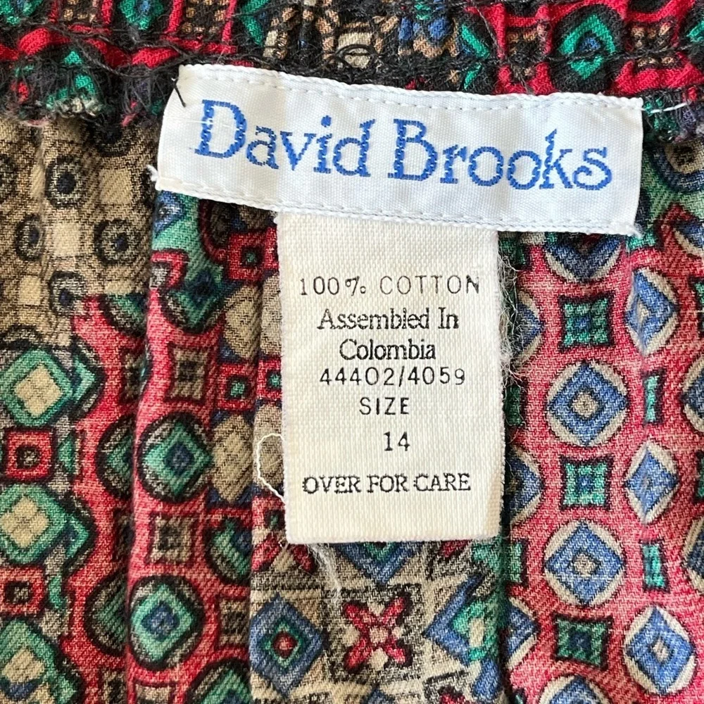 Vintage David Brooks Women’s Cotton Patchwork Maxi Skirt Size 14 Academia Preppy